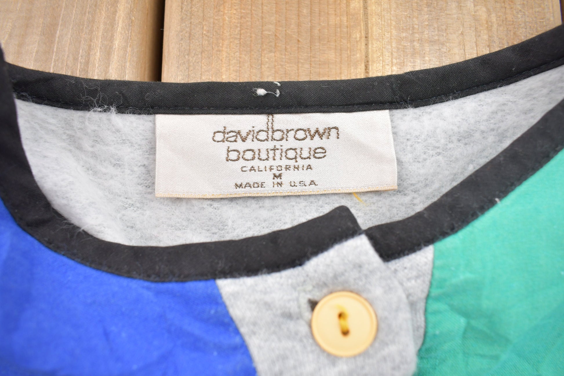 Vintage 1990s David Brown Boutique Color Block Crewneck Sweatshirt / 90s Crewneck / Made In USA / Essential / Streetwear / 90s