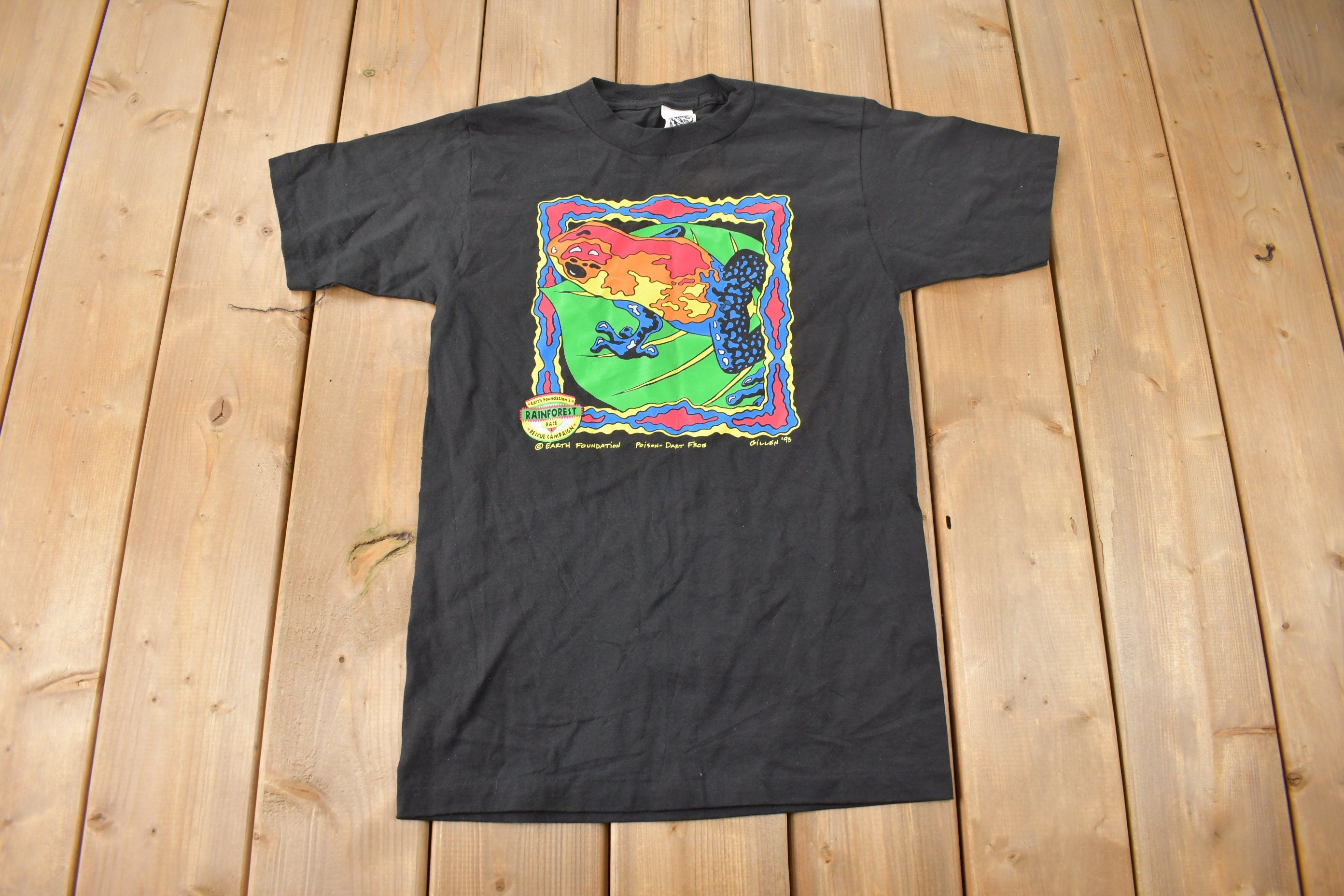 Vintage 1995 Poison Dart Frog Earth Foundation Single Stitch Graphic T-Shirt Made In USA