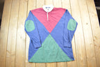 Vintage 1990s St Johns Bay Colour Block Rugby Style Quarter Button Up Shirt