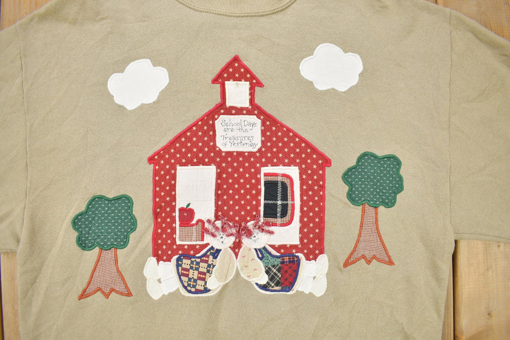Vintage 1990s Cute Farmhouse Embroidered Crewneck Sweater