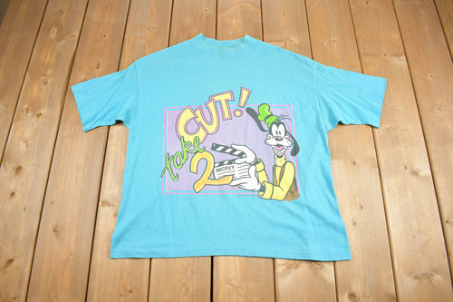 Vintage 1990s Disney Goofy Graphic T Shirt / Disney Wear / Streetwear / Take 2, Cut! / Goofy / Made In USA / Single Stitch