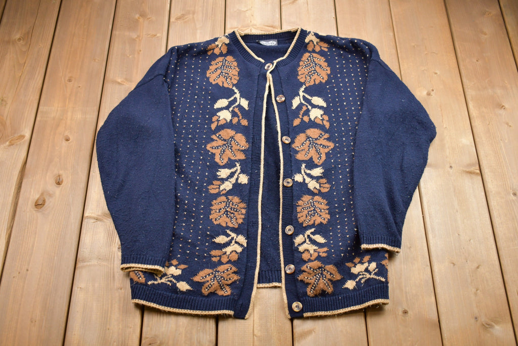 Vintage 1990s The Villager Leaves Graphic Knitted Sweater