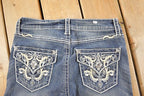 Vintage Deadstock Y2K Real Jeans Bedazzled Low Rise Jeans Women's Size 27 x 32