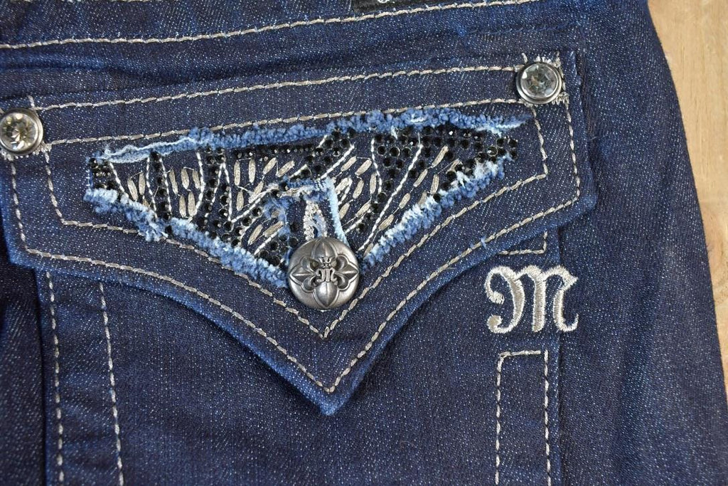 Vintage Y2K Deadstock Miss Me Bedazzled Low Rise Jeans Size 26x31