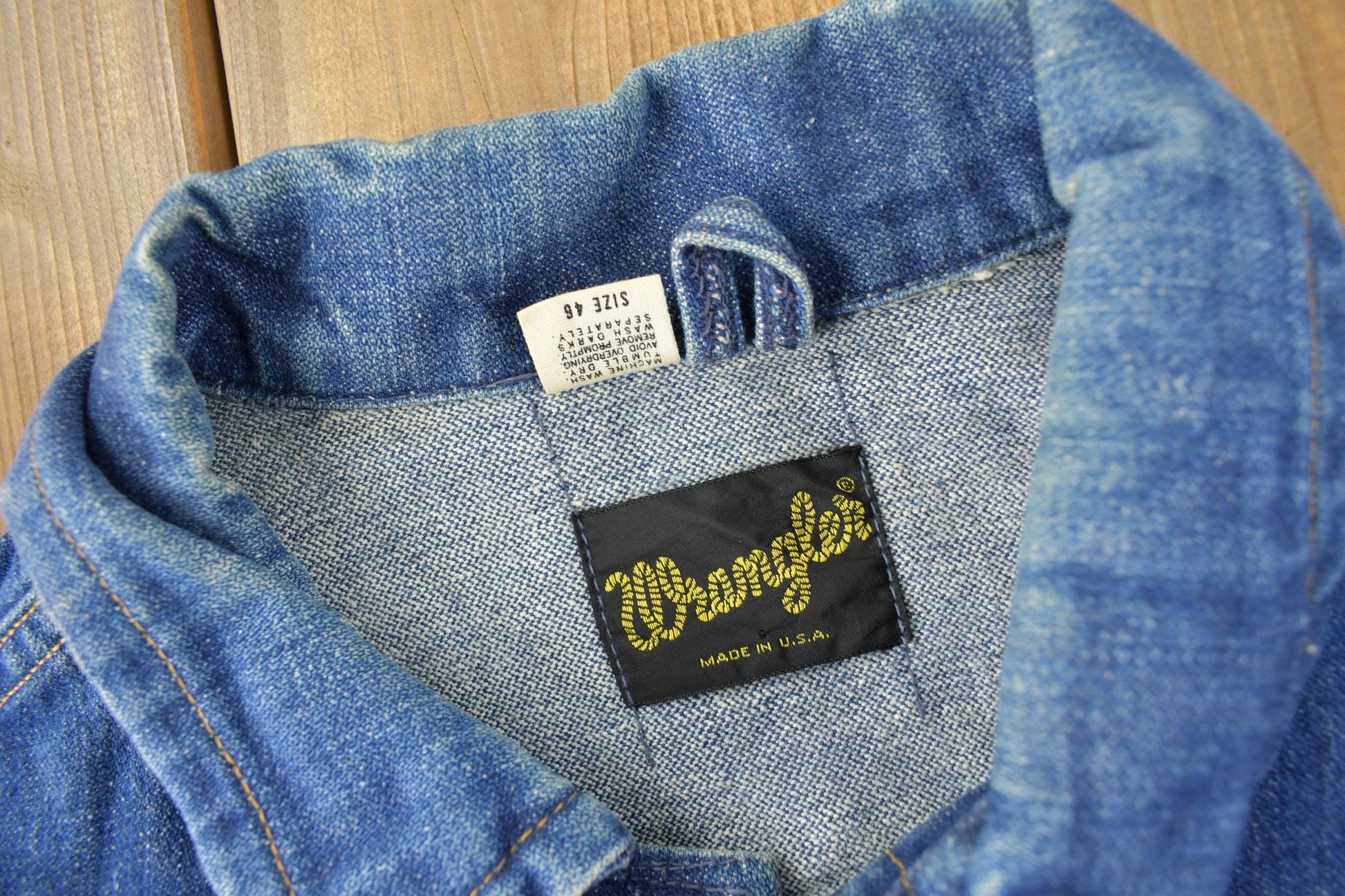 Vintage 1980s Wrangler Jean Jacket Size 46 / Made In USA / True Vintage / Wrangler Denim / Trucker Jacket