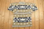 Vintage 1990s Knitted Gold Link Pattern Crewneck Sweater