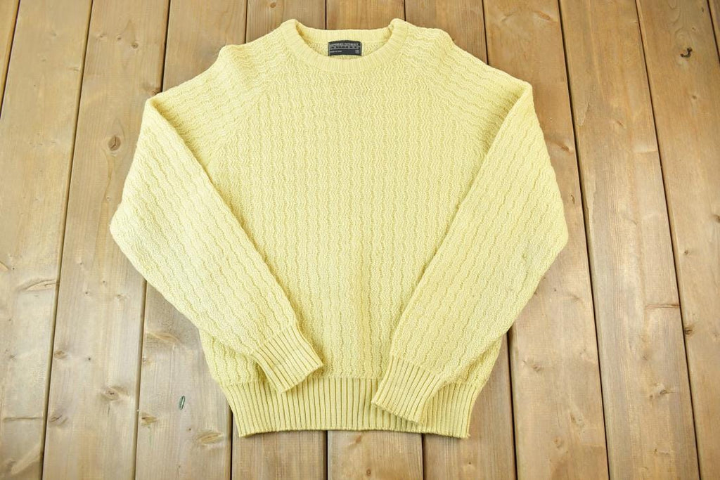 Vintage 1990s Spring Street Knitters Cable Knit Abstract Pattern Crewneck Sweater Made In USA