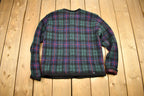 Vintage 1990s Robert Scott Plaid Knitted Cardigan Sweater