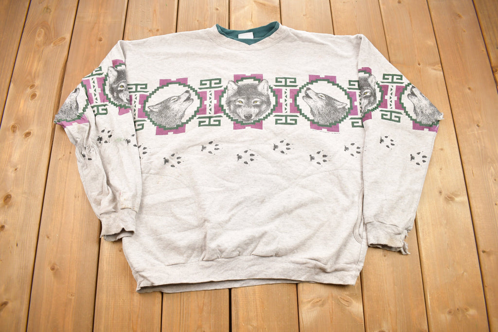 Vintage 1993 Aztec Wolf Theme Crewneck