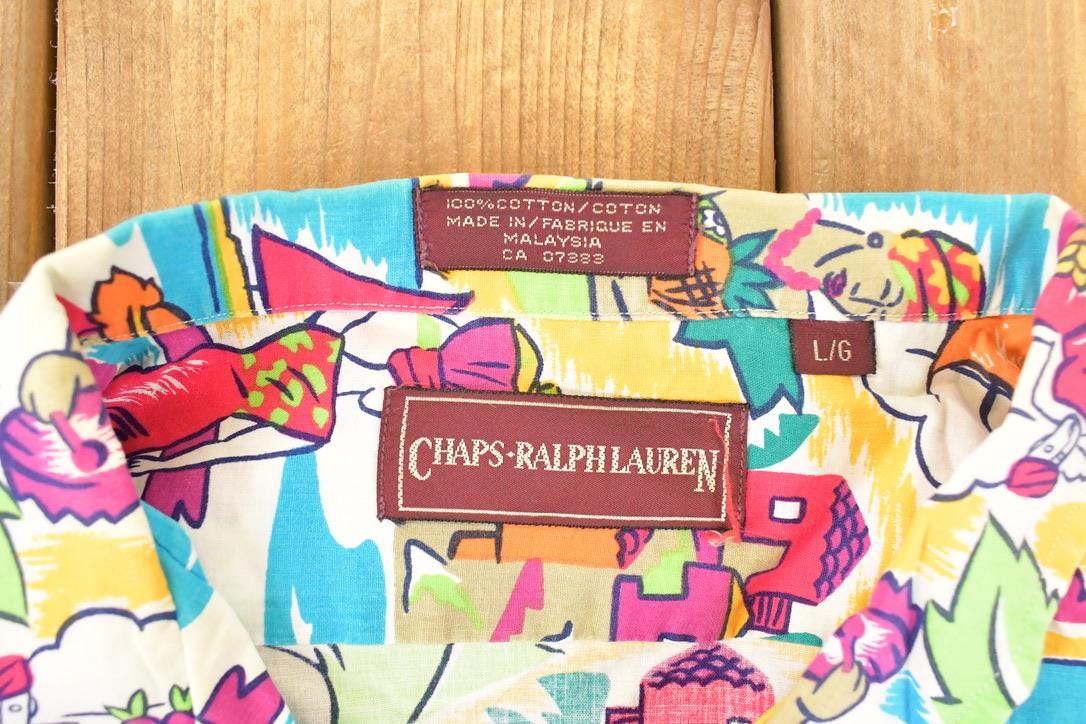 Vintage 1990s Polo By Ralph Lauren Abstract Hawaiian Button Up Shirt Men's L