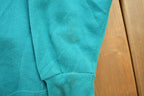 Vintage 1990s Sweats Appeal Turquoise Floral Cardigan Sweater
