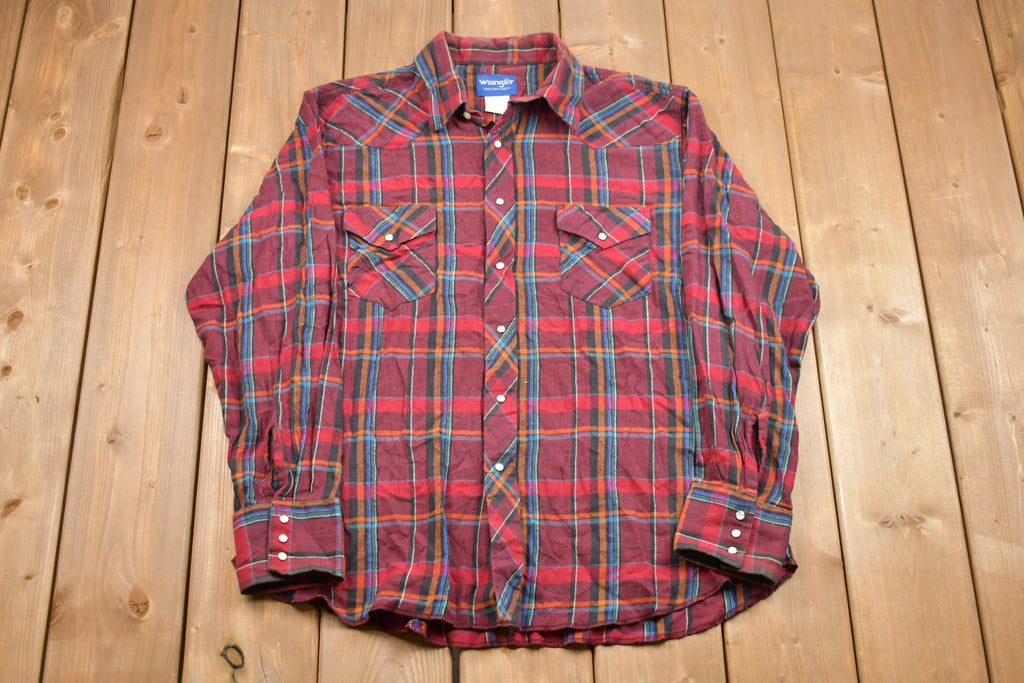 Vintage 1990s Wrangler Plaid Button Up Shirt