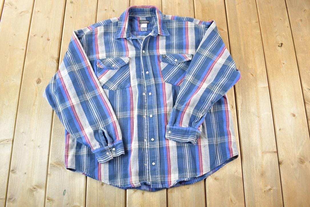 Vintage 1990's Codet Plaid Button Up Western Shirt Made In USA
