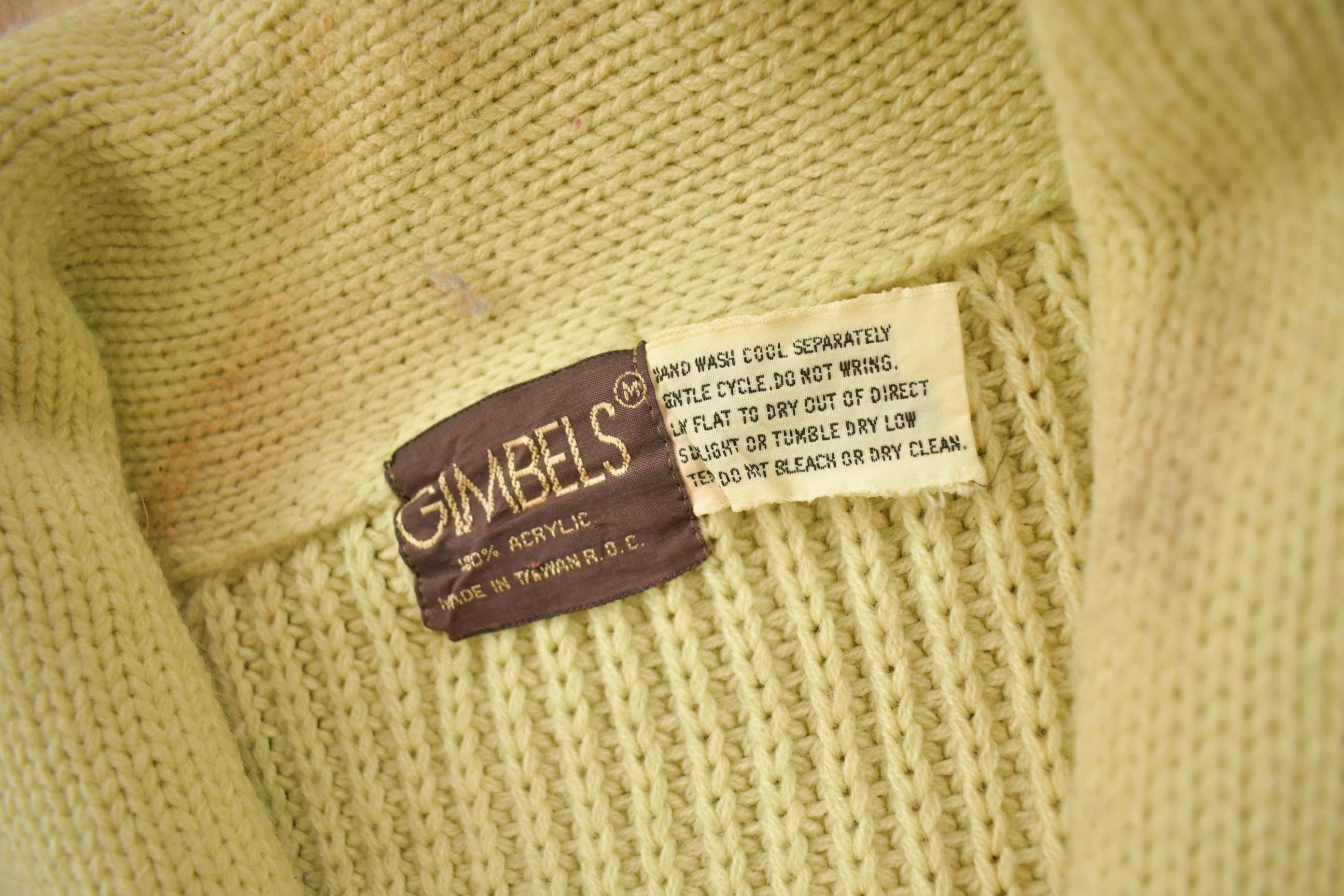 Vintage 1980s Gimbels Blank Acrylic Cardigan Sweater