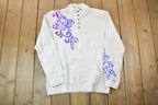 Vintage 1990s Crazy Shirts Quarter Button Mock Neck Sweatshirt /