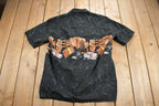 Vintage 1990s Cigar Theme All Over Print Button Up Shirt