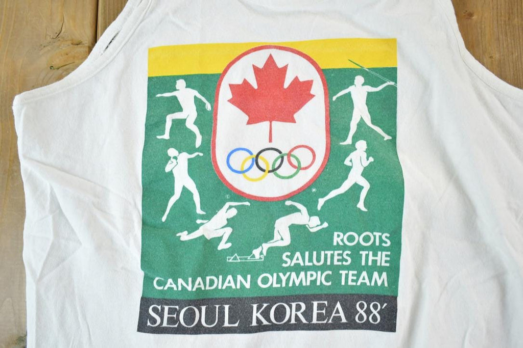 Vintage 1988 Roots Olympics Seoul Korea Graphic Tank Top