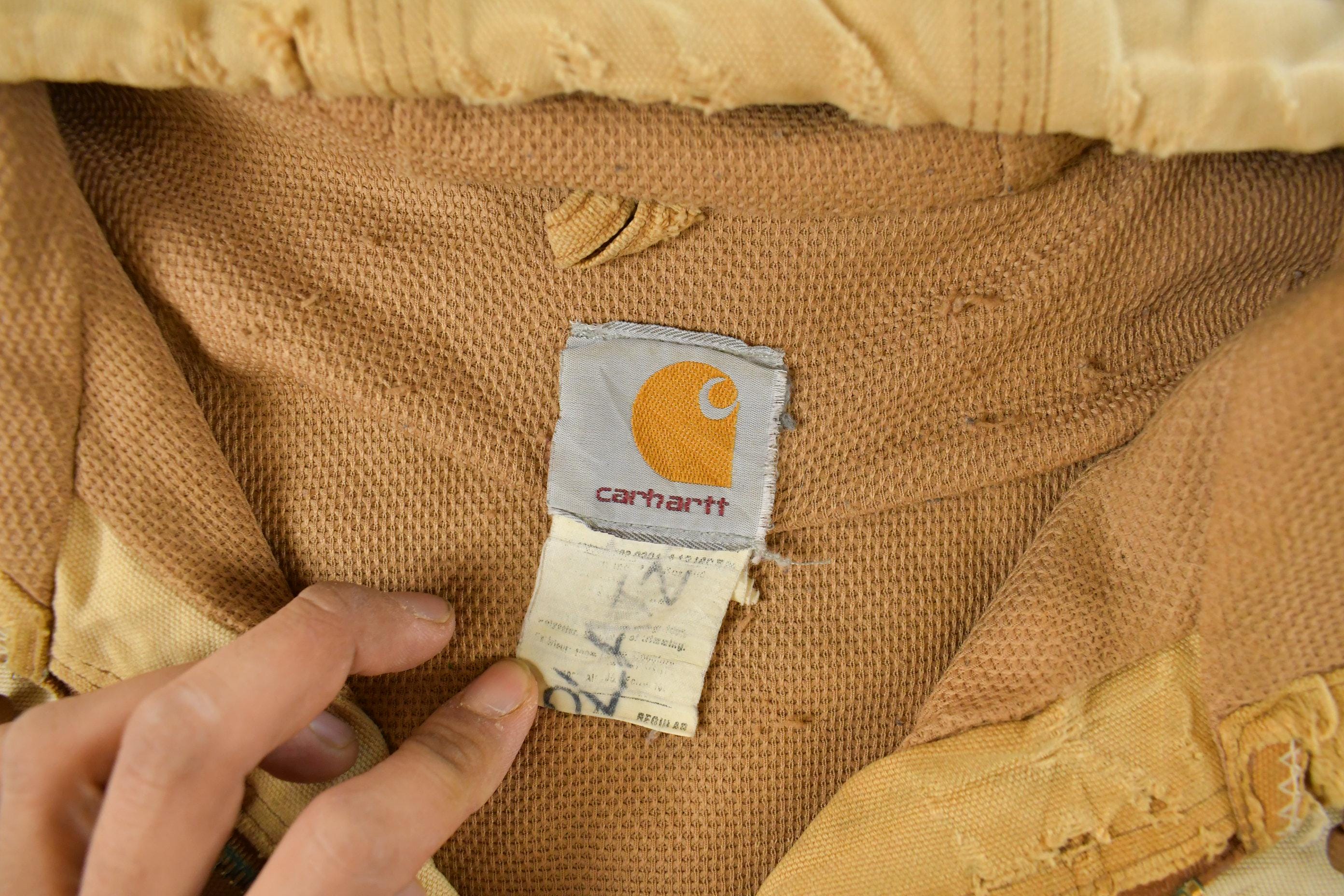 Vintage 1990s Carhartt Distressed Sun Faded Hooded Work Jacket Men's 2XL