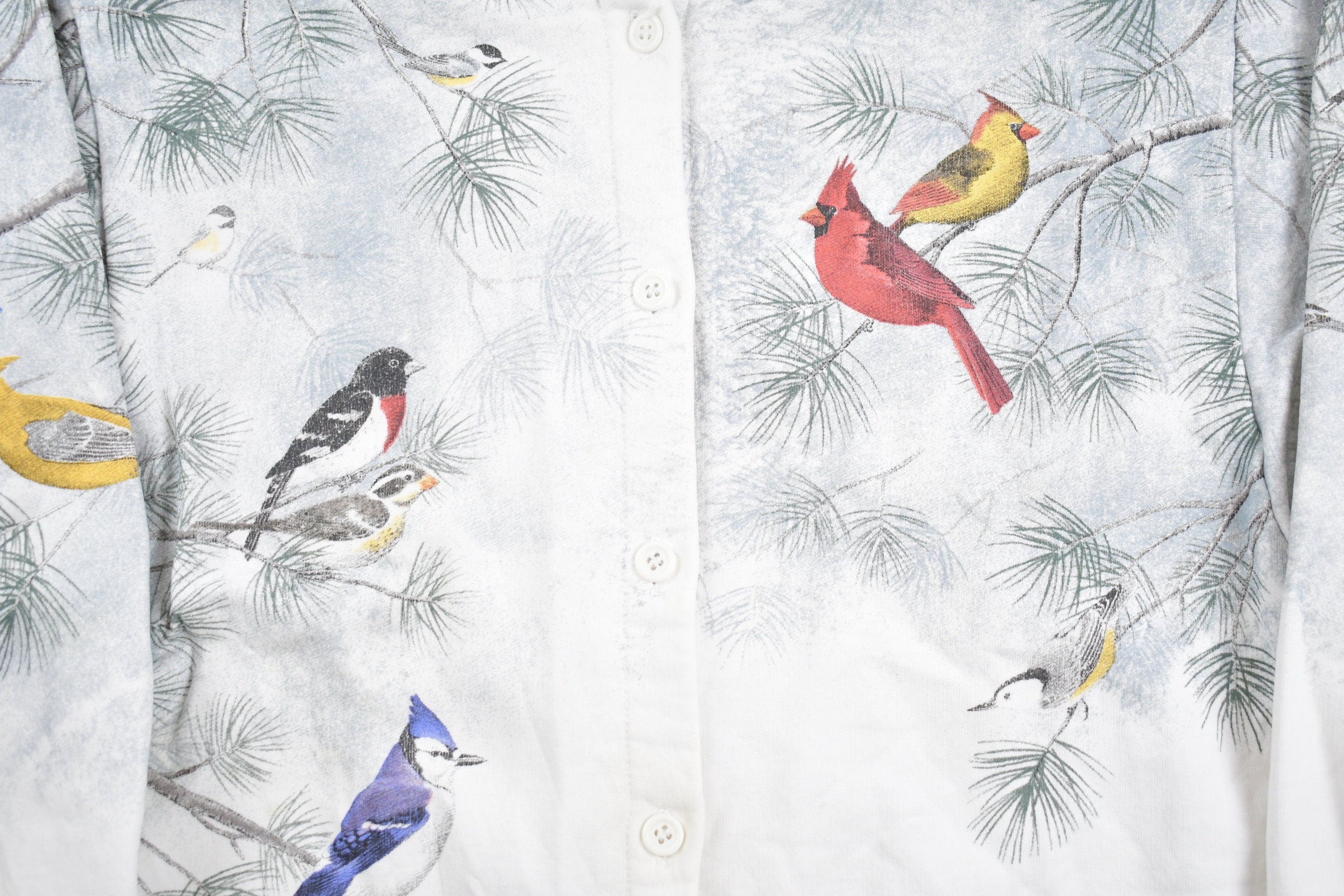 Vintage 1990s Cute Bird Graphic Cardigan Sweatshirt