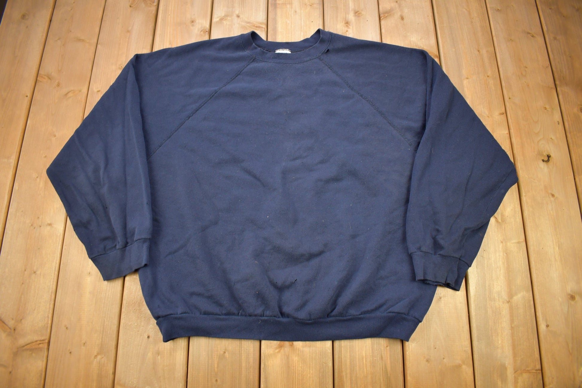 Vintage 1980s Tultex Blue Blank Raglan Crewneck Sweatshirt / 90s Crewneck / Made In USA / Essential / Streetwear / 90s Blank