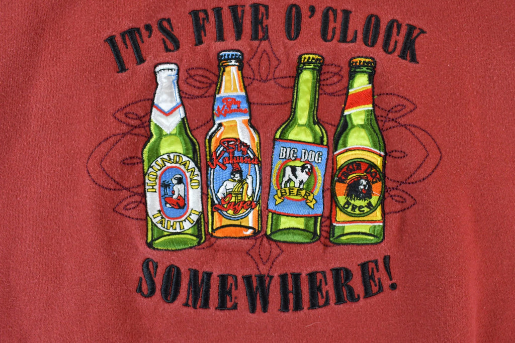 Vintage 1990s Big Dogs Heavyweight 5 O'clock Drinking Crewneck Sweatshirt