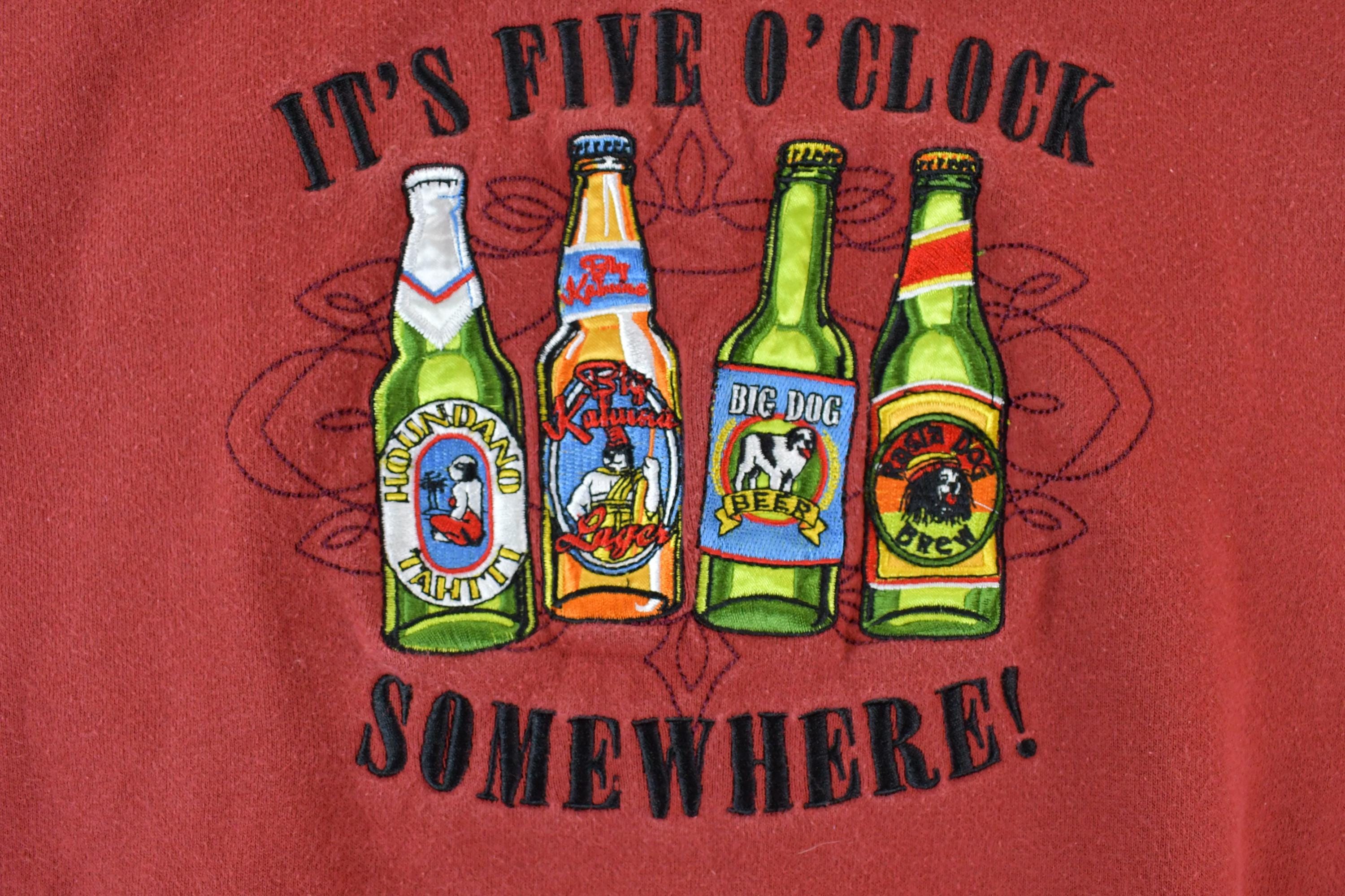 Vintage 1990s Big Dogs Heavyweight 5 O'clock Drinking Crewneck Sweatshirt