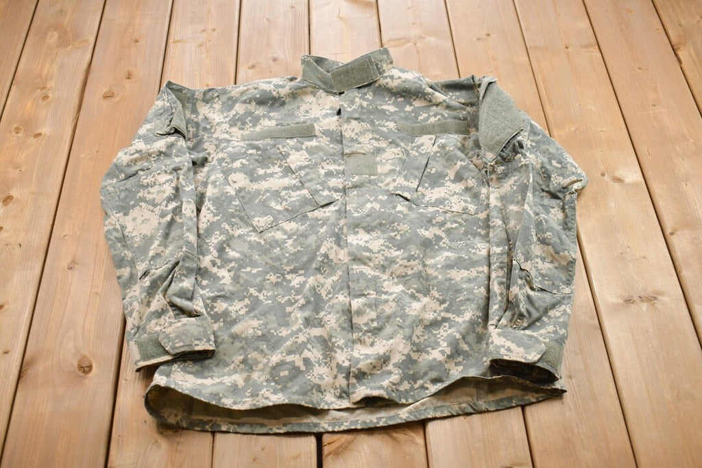Vintage Military Digital Camo Button Up Shirt
