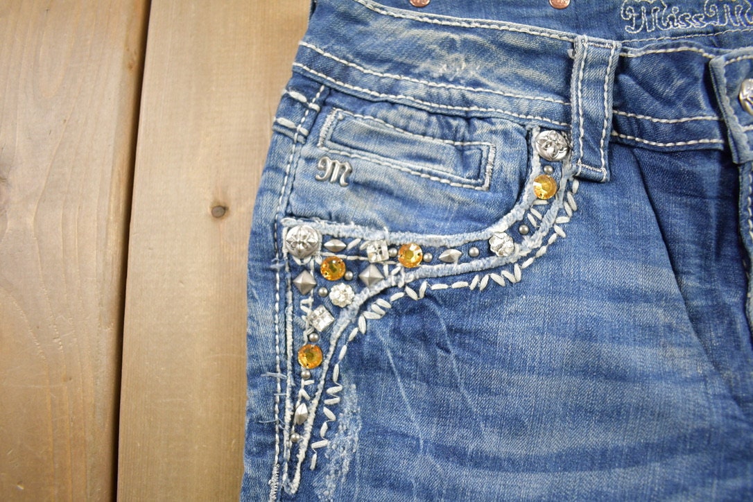 Vintage Y2K Miss Me Bedazzled Low Rise Jeans Size 26x31