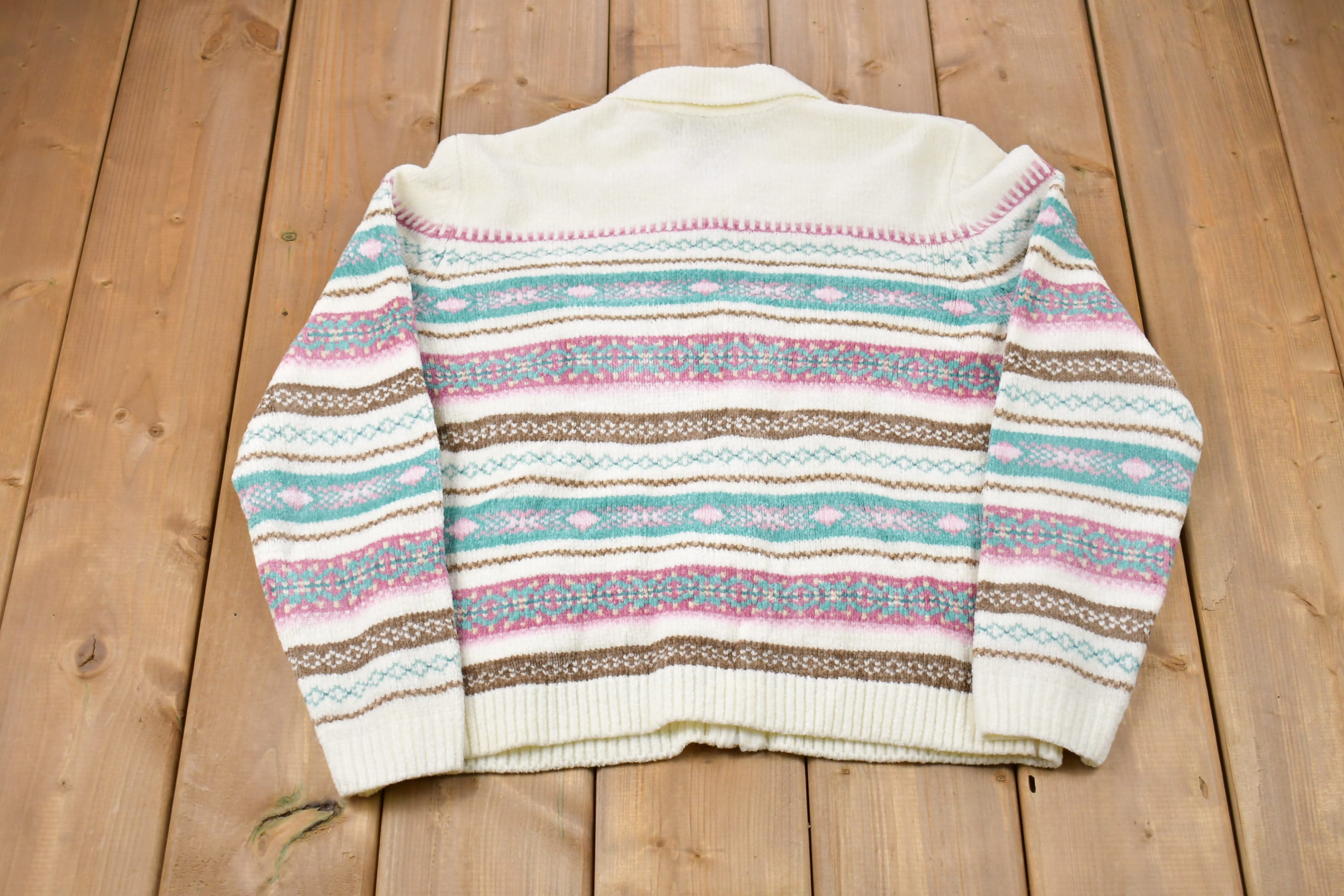 Vintage 1990s Alfred Dunner Zip Up Knitted Sweater /