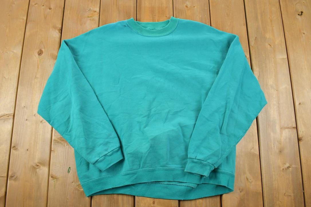 Vintage 1990s Blank Teal Crewneck Sweatshirt