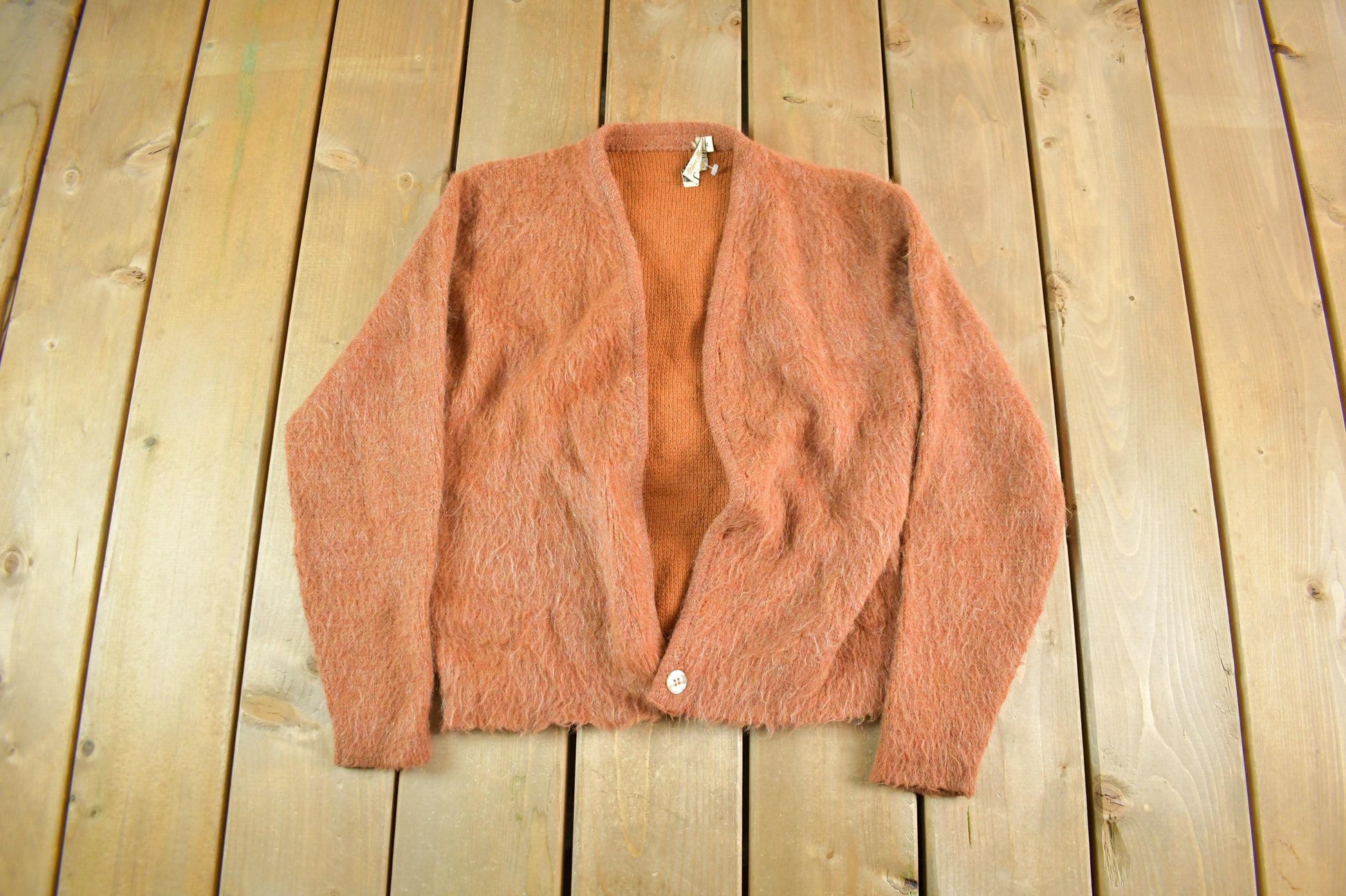 Vintage 1960s Campus Mohair Knit Cardigan Sweater Women's Small