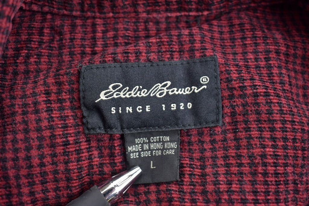 Vintage 1990s Eddie Bauer Red Plaid Flannel Button Up Shirt