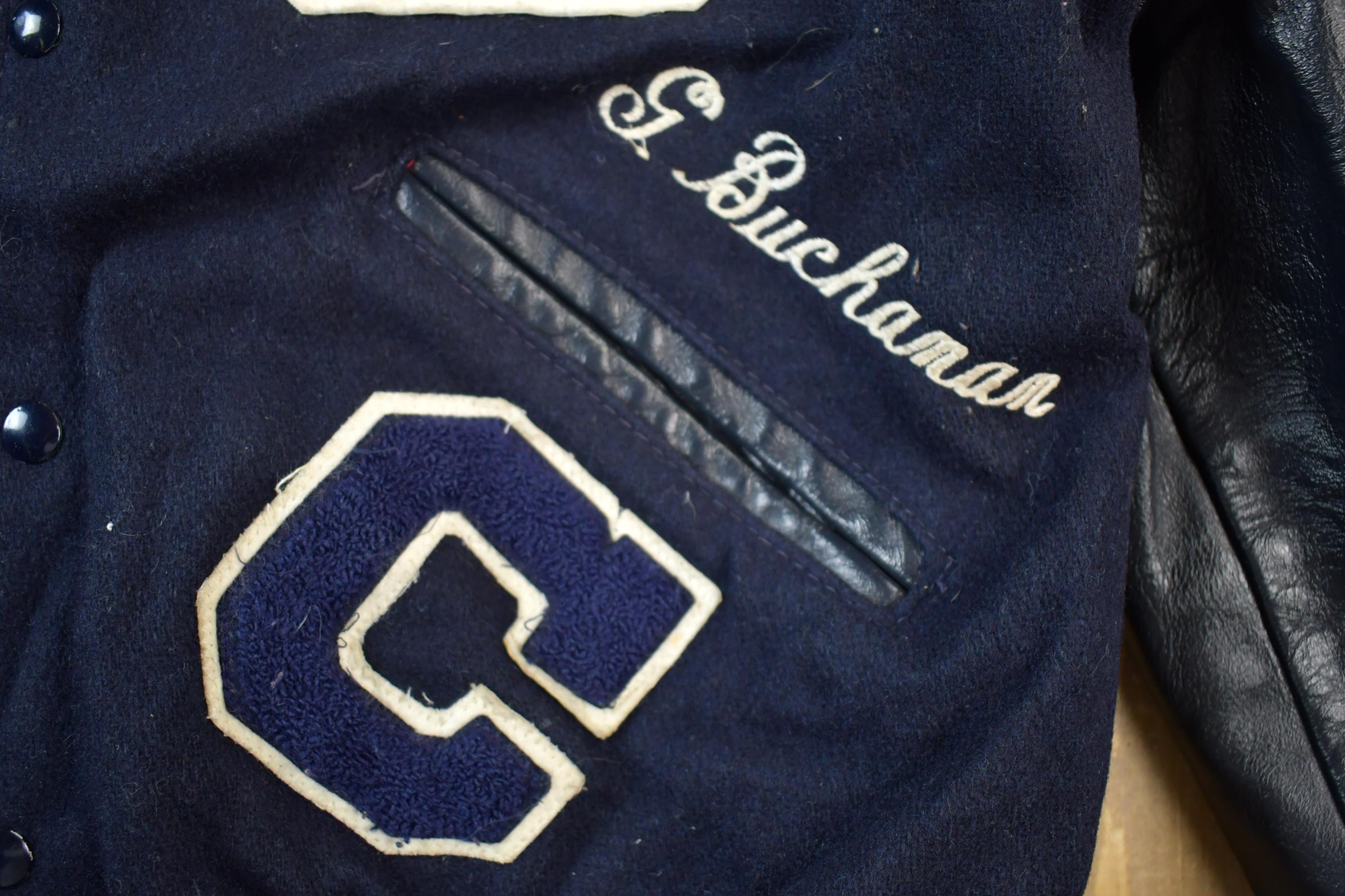 Vintage 1986 Canat H.S State Playoffs Leather & Wool Varsity 88 Captain Jacket Made In USA