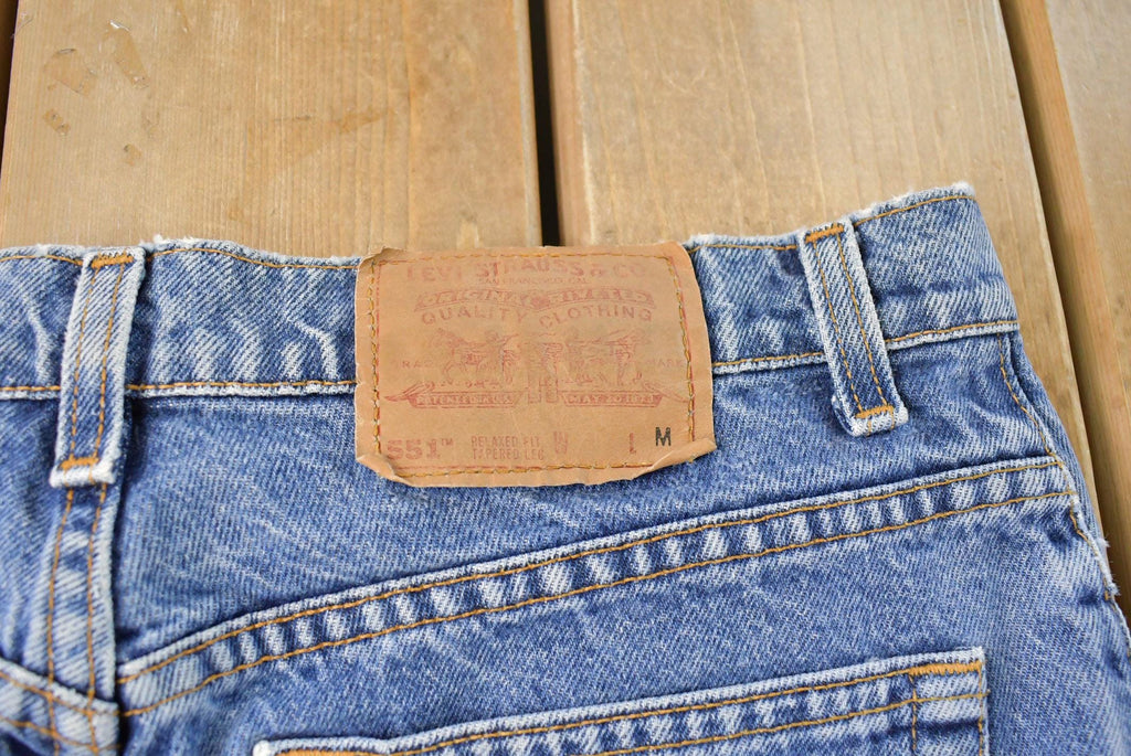 Vintage 1990s Levi's 551 Relaxed Tapered Fit Denim Jeans Women's 33 x 30 / Distressed Jeans / Made in USA