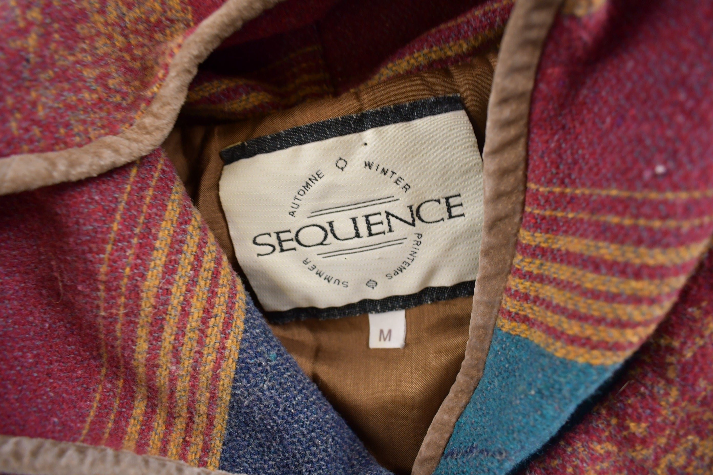 Vintage 1990s South Western Theme Hooded Overcoat