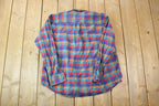 Vintage 1990s Boston Traders Plaid Flannel Button Up Shirt /