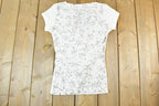 Women Vintage Vigoss Y2K Floral T-Shirt / Vigoss Grunge Skull Print / Contrast Stitch / Internet Famous Clothing / Over Dyed