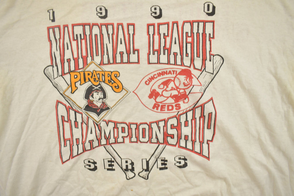 Vintage 1990 Reds and Pirate Championship MLB Graphic T-Shirt