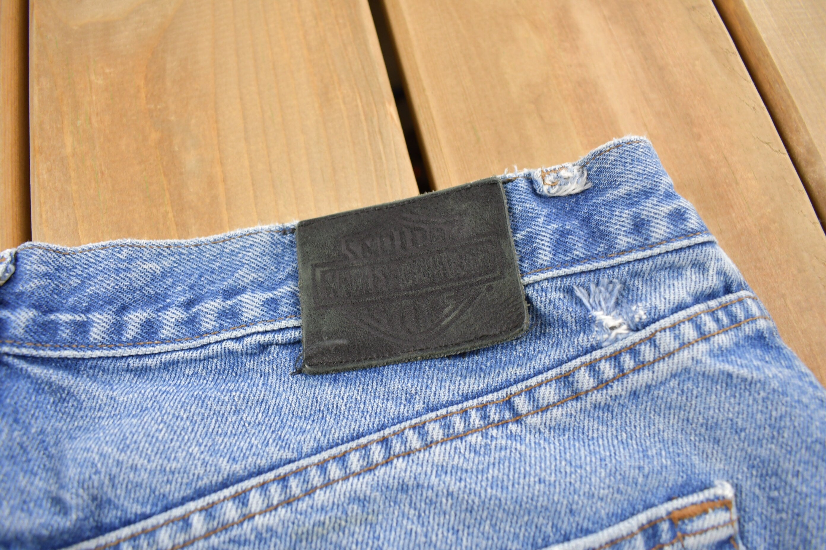 Vintage 1990s Harley Davidson Light Wash Denim Jeans Size 36 x 28
