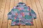 Vintage 1990s Basic Editions All Over Patchwork Patterned Hoodie