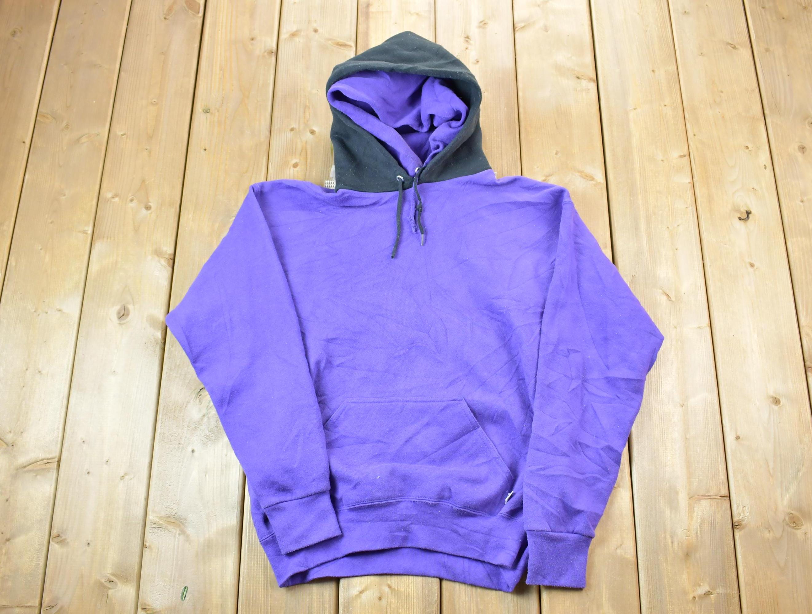 Vintage 1990s Black And Blue Double Hood Blank Discuss Hoodie