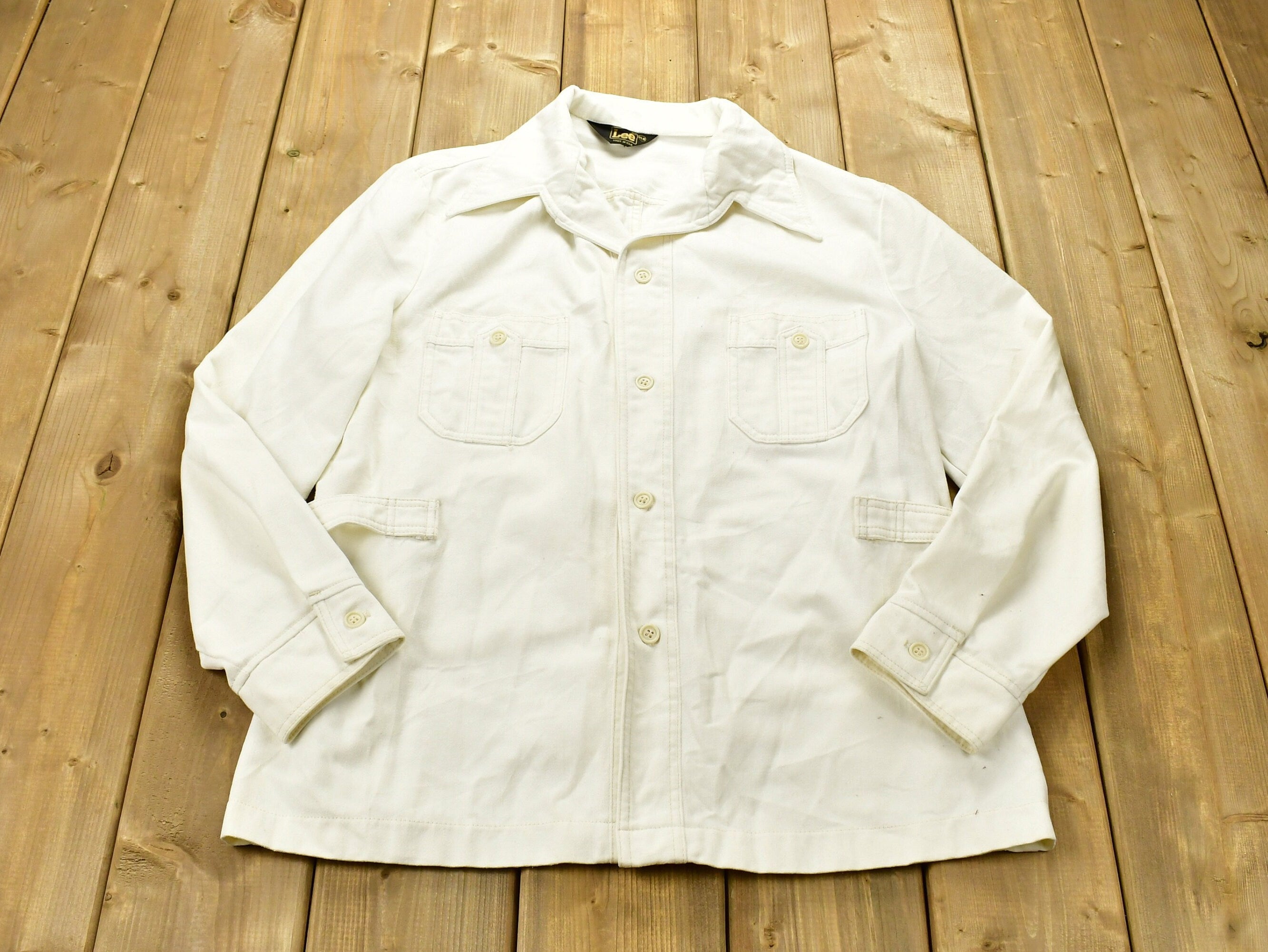 Vintage 1980s Lee White Denim Jean Jacket