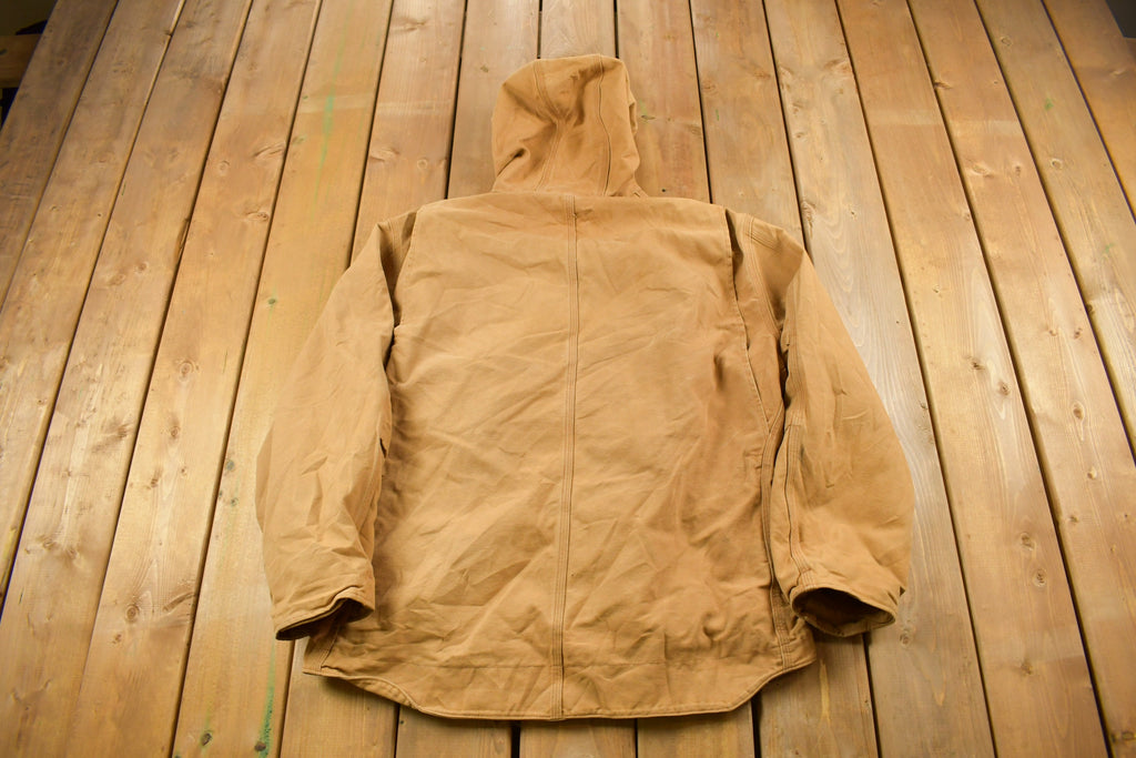 Vintage 1990s Carhartt Hooded Fleece Lined Work Jacket