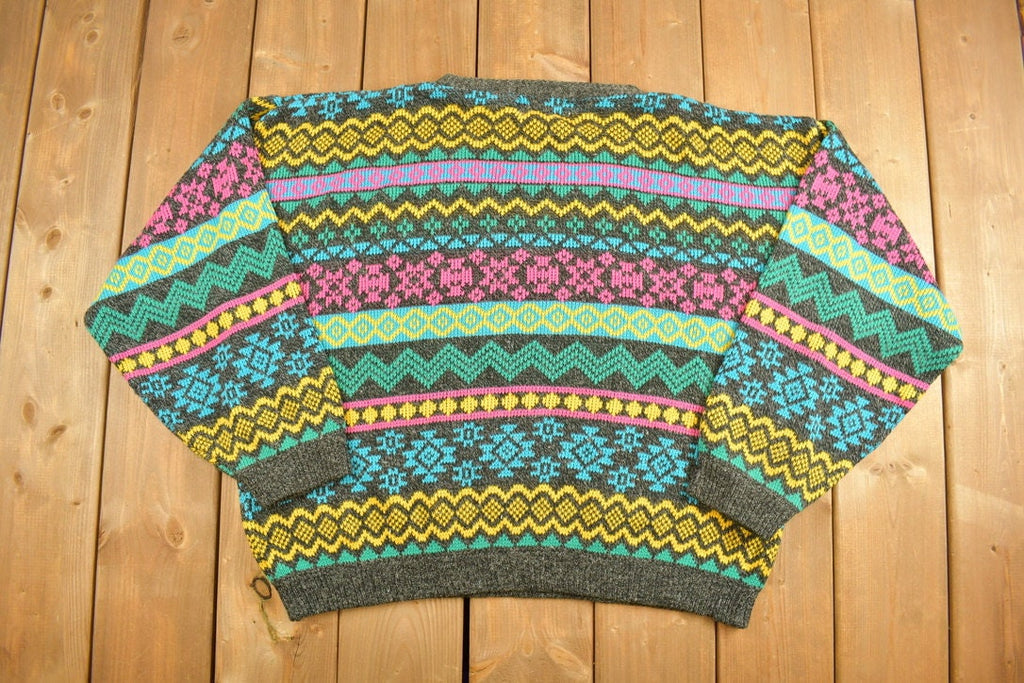 Vintage 1990 Ice Fire Knit Abstract Sweater