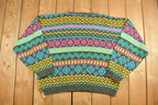 Vintage 1990 Ice Fire Knit Abstract Sweater