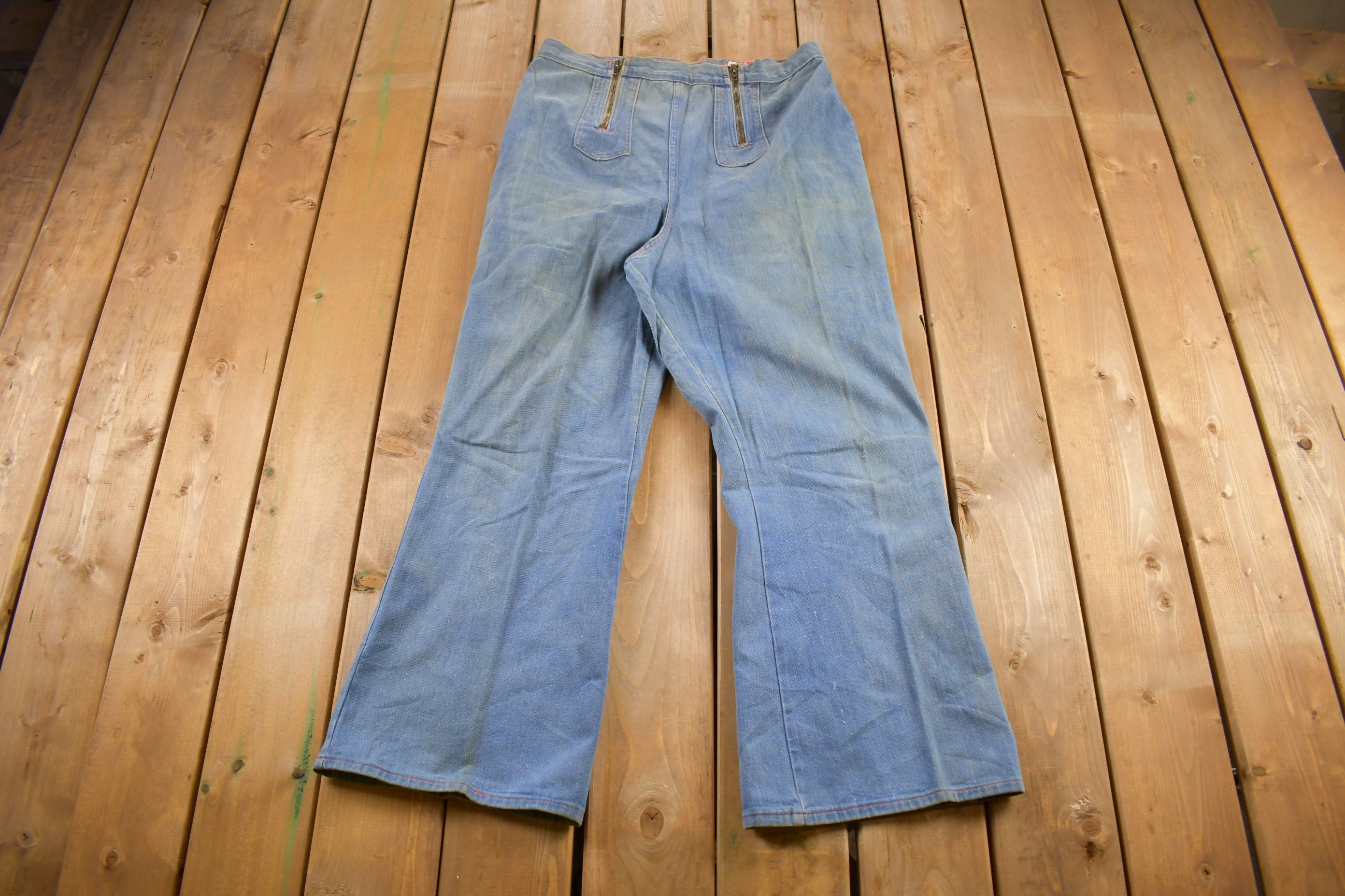 Vintage 1980s Young Stuff Baggy Flare Denim Jeans Size 36 x 29