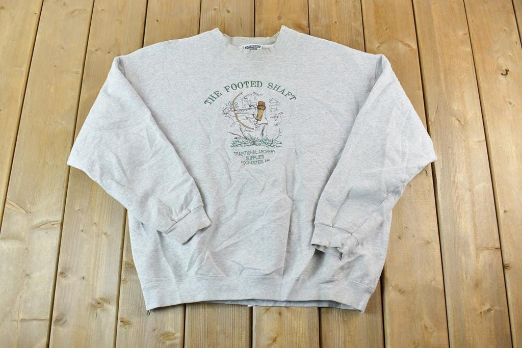 Vintage 1990s The Footed Shaft Archery Souvenir Heavyweight Crewneck Sweatshirt
