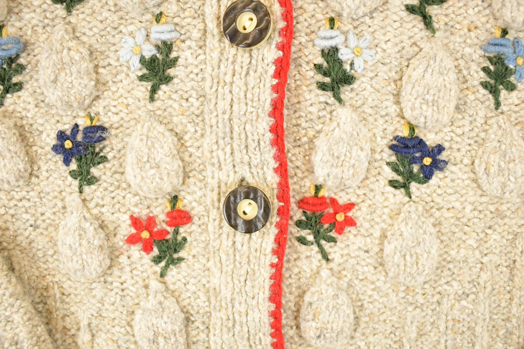 Vintage 1990s Obermeyer Chunky Cable Knit Cardigan Sweater Women's S