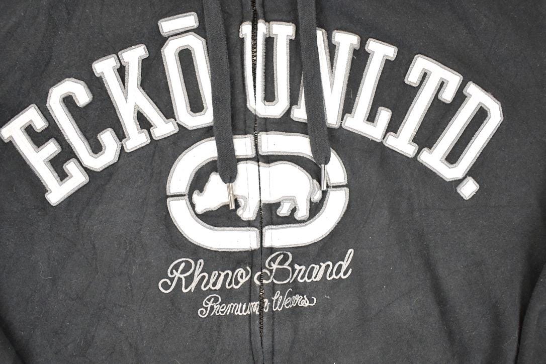 Vintage Y2K Ecko Unltd Zip Up Embroidered Hoodie Sweatshirt Mens XL