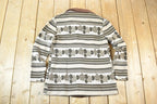 Vintage 1960s Knit Abstract Pattern Button Up Cardigan Sweater Mens M